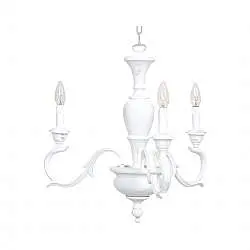 Lampadario In Legno Classico Bianco Sciupato 3 Luci Folaga