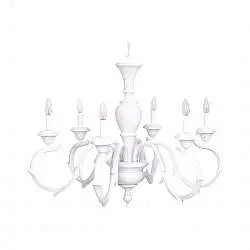 Lampadario In Legno Classico Bianco Sciupato 8 Luci Folaga