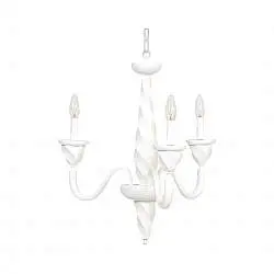 Lampadario In Legno Classico Bianco Opaco 3 Luci Coromorano