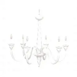 Lampadario In Legno Classico Bianco Opaco 6 Luci Coromorano