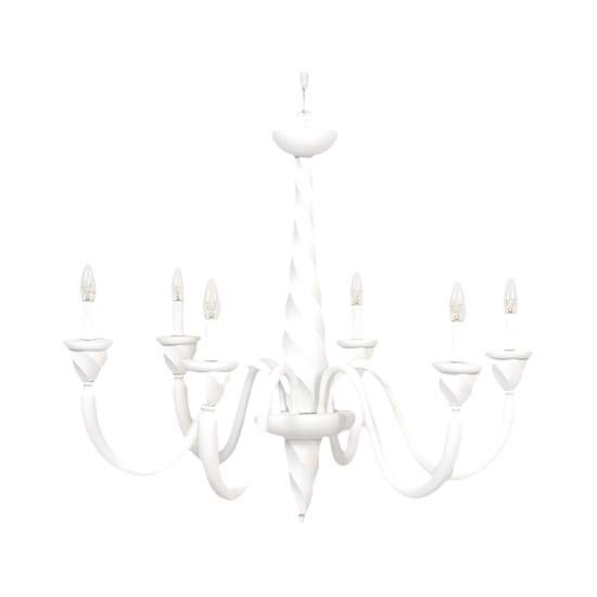 Lampadario In Legno Classico Bianco Opaco 6 Luci Coromorano | Lampadari e Sospensioni | Luce Art Shop Lampadario In Legno Classico Bianco Opaco 6 Luci Coromorano | LuceArt