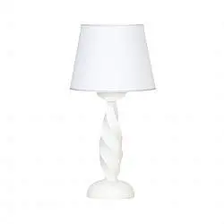 Lumetto In Legno Classico Bianco Opaco Con Paralume 1 Luce Coromorano