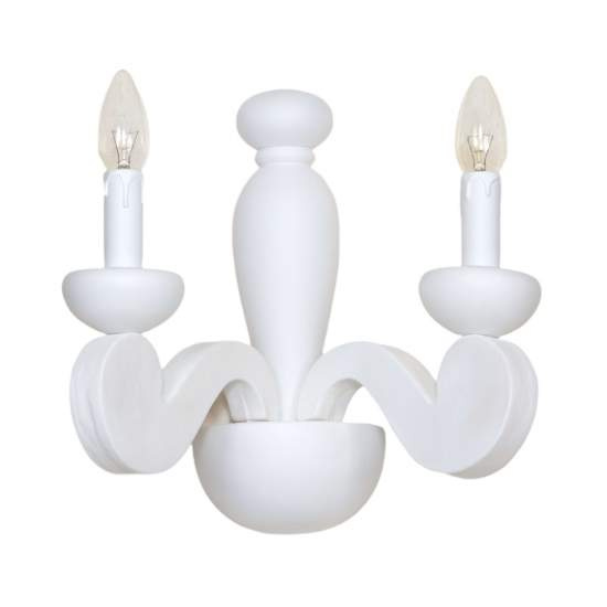 Applique In Legno Classico Bianco Opaco 2 Luci Sula | LuceArt
