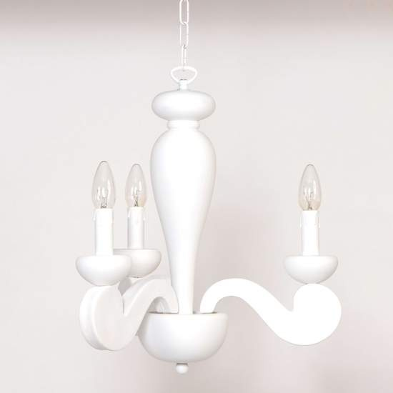 Lampadario In Legno Classico Bianco Opaco 3 Luci Sula | LuceArt