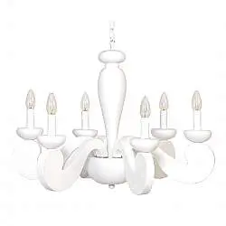 Lampadario In Legno Classico Bianco Opaco 6 Luci Sula