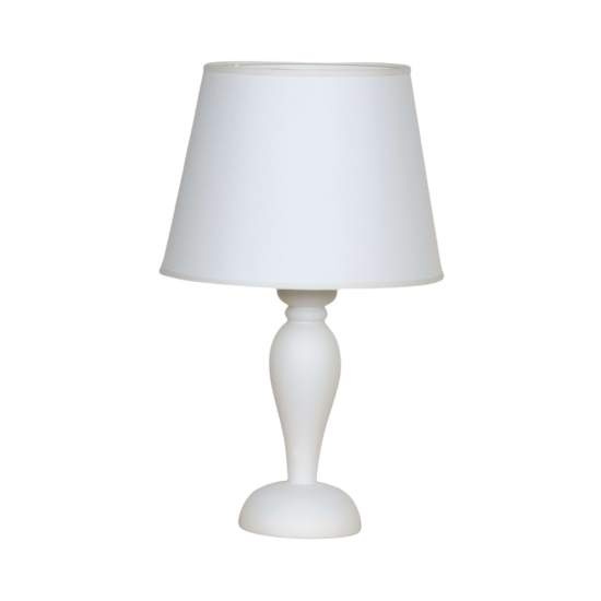 Lumetto In Legno Classico Bianco Opaco Con Paralume 1 Luce Sula | LuceArt