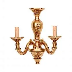 Applique In Legno Classico Oro 2 Luci Pavoncelle