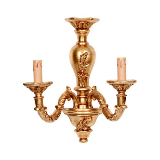 Applique In Legno Classico Oro 2 Luci Pavoncelle | Appliques - Lampade da Parete | Luce Art Shop Applique In Legno Classico Oro 2 Luci Pavoncelle | LuceArt