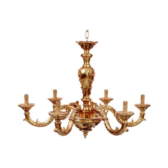 Lampadario In Legno Classico Oro 6 Luci Pavoncelle | Lampadari e Sospensioni | Luce Art Shop Lampadario In Legno Classico Oro 6 Luci Pavoncelle | LuceArt
