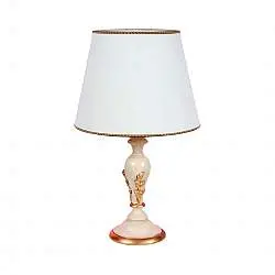 Lumetto In Legno Classico Crema Oro Con Paralume 1 Luce Pavoncelle