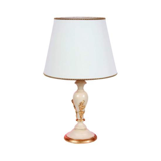 Lumetto In Legno Classico Crema Oro Con Paralume 1 Luce Pavoncelle | Abatjour - Lumi e Lumetti | Luce Art Shop Lumetto In Legno Classico Crema Oro Con Paralume 1 Luce Pavoncelle | LuceArt
