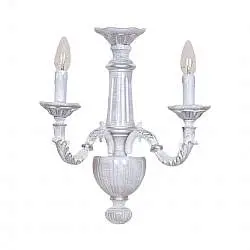 Applique In Legno Classico Bianco Argento Grigio Sfumato 2 Luci Sternidi