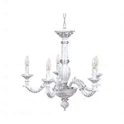 Lampadario In Legno Classico Bianco Argento Grigio Sfumato 5 Luci Sternidi