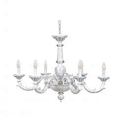 Lampadario In Legno Classico Bianco Argento Grigio Sfumato 6 Luci Sternidi