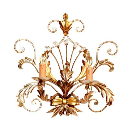 Applique Classico In Ferro Argento Mecca 2 Luci Sterna | LuceArt