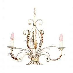 Lampadario Classico In Ferro Bianco Oro Polvere 3 Luci Sterna