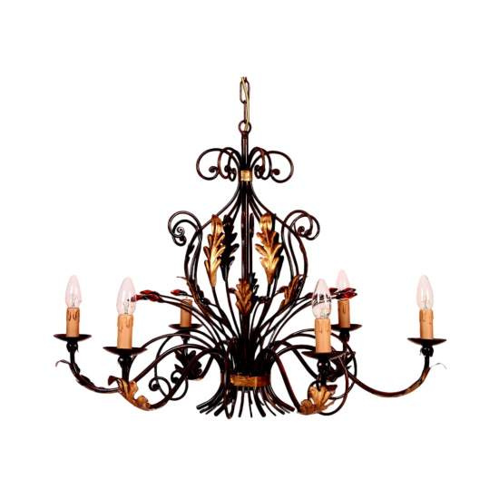 Lampadario Classico In Ferro Noce Oro 6 Luci Sterna | Lampadari e Sospensioni | Luce Art Shop Lampadario Classico In Ferro Noce Oro 6 Luci Sterna | LuceArt