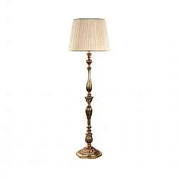 Lampada Da Terra In Legno Classico Argento Mecca Con Paralume 1 Luce Fringuello