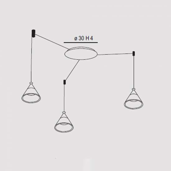 Sospensione Contemporanea Cony Metallo Nero Led 21W CONY-S3-A-NE