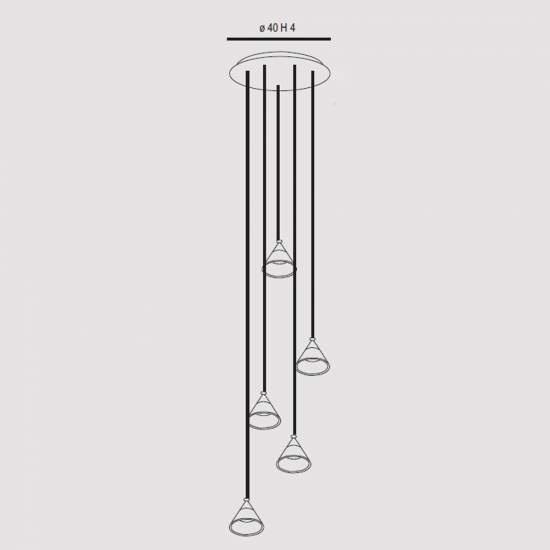 Sospensione Contemporanea Cony Metallo Bianco Led 35W CONY-S5-B-WH