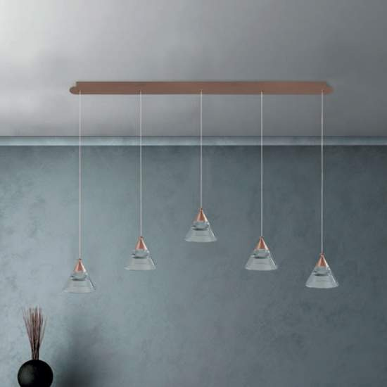 Sospensione Contemporanea Cony Metallo Oro Rosato Led 35W CONY-S5-TR-BN