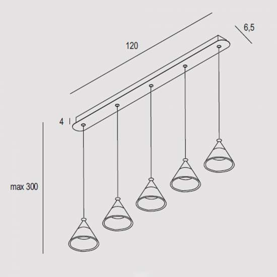 Sospensione Contemporanea Cony Metallo Oro Rosato Led 35W CONY-S5-TR-BN