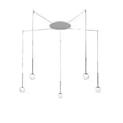 Sospensione Contemporanea Lollypop Cavi Distanziati Metallo Bianco Led 35W