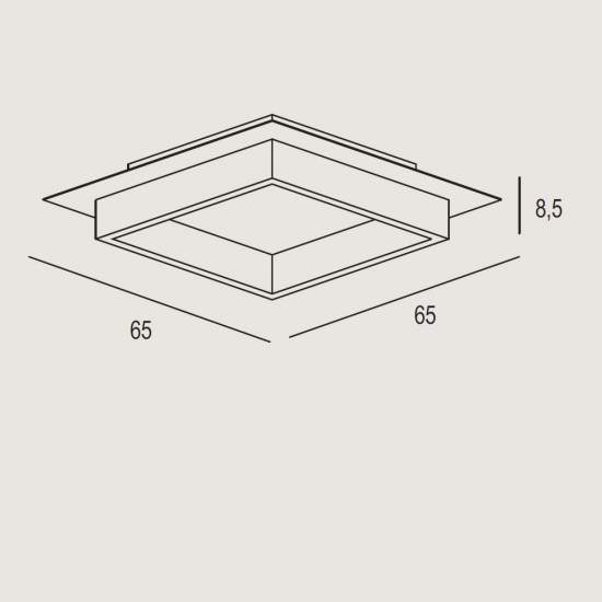 Plafoniera Contemporanea Square Metallo Ruggine Led 48W SQUARE-Q65-RU