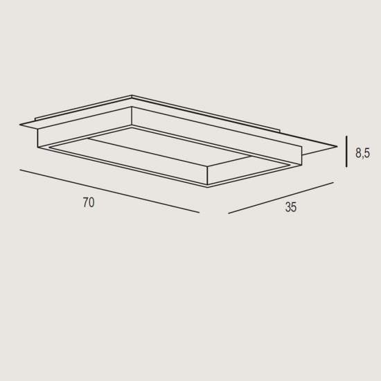 Plafoniera Contemporanea Square Metallo Foglia Argento Led 40W SQUARE-R70-SF