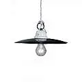 Lampadario Industrial Potenza Ferro E Ceramica Nero Diam. 25Cm 1 Luce E27 C002-NE-02