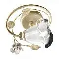Plafoniera Classica Siena Metallo E Ceramica Bianco Sfumato Oro 1 Luce E14 C1184-1-BO-02