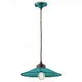 Lampadario Vintage Colors Ferro E Ceramica Verde Petrolio 1 Luce E27 35Cm C1631-VPE