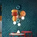 Sospensione Vintage Decò Bumbum 1 Elemento Ceramica Arancio Pokè 1 Luce E27 C2751-APO