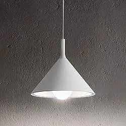 Sospensione Cono Grande D.40 Cm Barbie 1 Luce E27 Alluminio Bianco