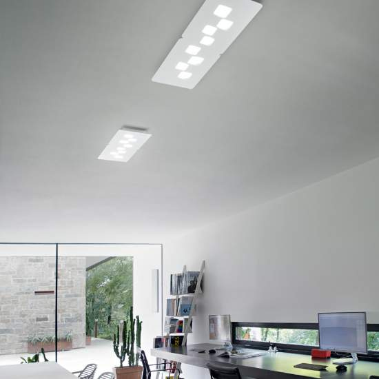 Plafoniera Moderna Bilbao Metallo Colore Acciaio 8 Luci Gx53 BILBAO-P-G-A
