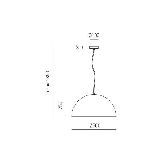 Sospensione Moderna Bonella 1 Luce E27 D.50 Cm Alluminio Nero E Bianco BONELLA-S-P-N