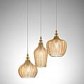 Composizione Sospensione Multipla Cleofe Metallo Ottone Vetri Ambra 3 Luci E27 CLEOFE-S-3-A