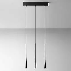 Sospensione Lineare Moderna Dafne Alluminio Nero Satinato 3 Moduli Led 16,5 W