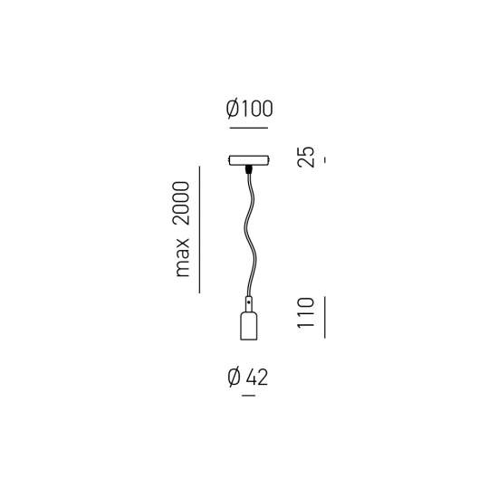 Sospensione Industrial Flute Metallo Nero Satinato E Stoffa Nera 1 Luce E27 GSO071