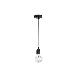 Sospensione Industrial Flip Metallo Nero Satinato E Stoffa Nera 1 Luce E27