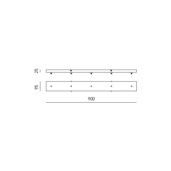 Rosone Rettangolare Per Serie Flash Flip Flute In Metallo Nero Satinato 5 Fori GSOB21