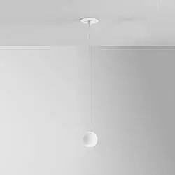 Sospensione Contemporanea Guya Alluminio Bianco Satinato 1 Luce Led Da Incasso