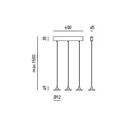 Sospensione Moderna Helena Alluminio Nero Satinato 3 Luci Led 16,5W