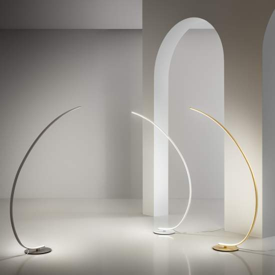 Piantana Moderna Iole Alluminio Oro Spazzolato E Silicone Led 1 Luce 30W IOLE-PT-O