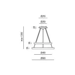 Sospensione Moderna Krizia Alluminio Oro Spazzolato 2 Moduli Led 38+50 W