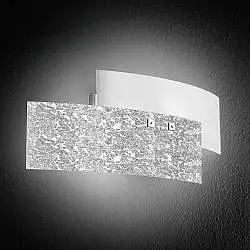 Applique Contemporanea Lara Metallo Cromo E Vetro Foglia Argento 2 Luci E14