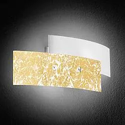 Applique Contemporanea Lara Metallo Cromo E Vetro Foglia Oro 2 Luci E14