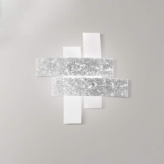 Plafoniera Contemporanea Lara Metallo Cromo E Vetro Argento 4 Luci E27 91Cm LARA-P-G-ARG