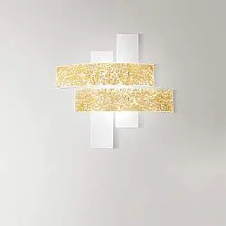 Plafoniera Contemporanea Lara Metallo Cromo E Vetro Foglia Oro 2 Luci E27 70Cm