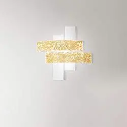 Plafoniera Contemporanea Lara Metallo Cromo E Vetro Foglia Oro 2 Luci E27 50Cm